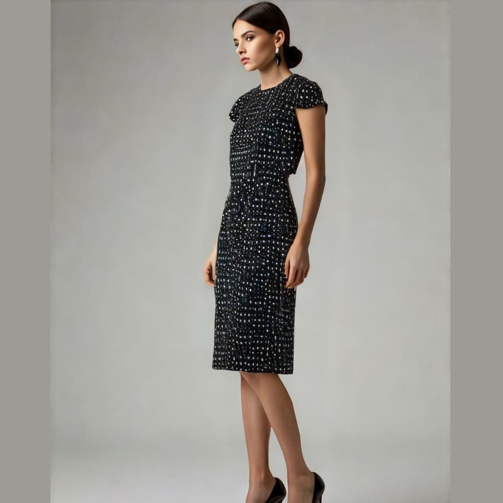 J. Crew Black and White Midi Dress